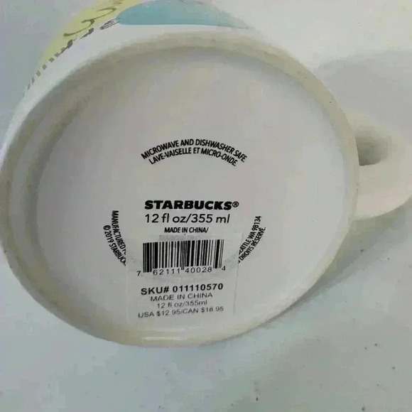 Spring 2019 Starbucks White Ceramic Easter Egg Bunny & Chick Coffee Mug 12oz - Picture 2 of 3